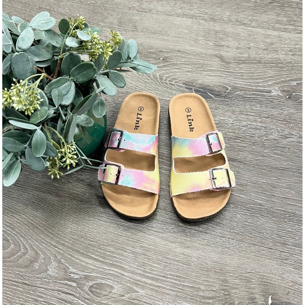 Pastel Girls Tie Dye Slip On Sandals Toddler W/Buckle Side Accent Size 11 NEW
